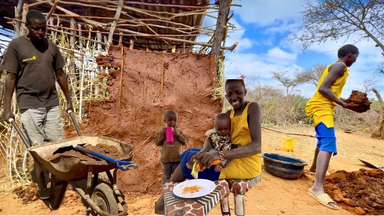 Ep11: Traditional Walling for Our Outdoor Kitchen | Final Touches! #cooking  #villagefood 
