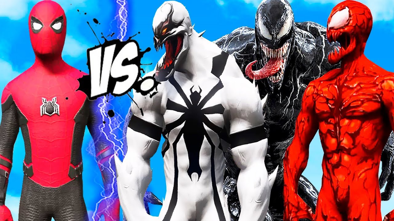 SPIDER-MAN Vs VENOM, CARNAGE, ANTI-VENOM - EPIC SUPERHEROES BATTLE
