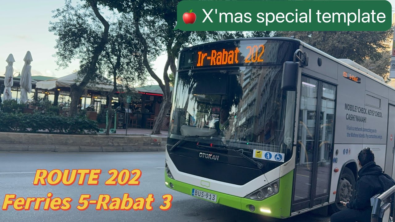 【X'mas Special Template】Malta Bus Route 202（Ferries 5-Rabat 3）8x speed 1st person pov