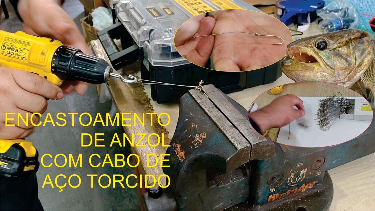 Como Fazer Anzol Encastoado Com Cabo de Aço Torcido - Cabo Troca Rápido de Anzol #evertonduran #fish