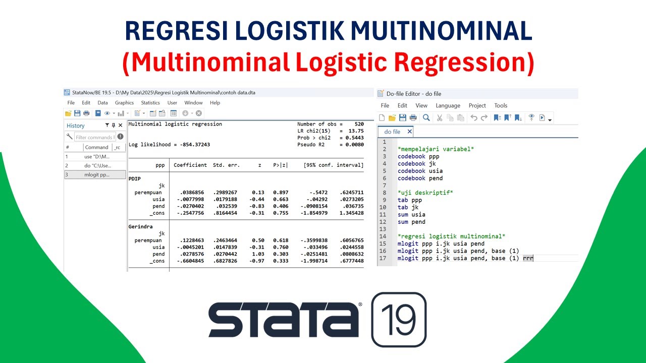 REGRESI LOGISTIK MULTINOMINAL dengan STATA19