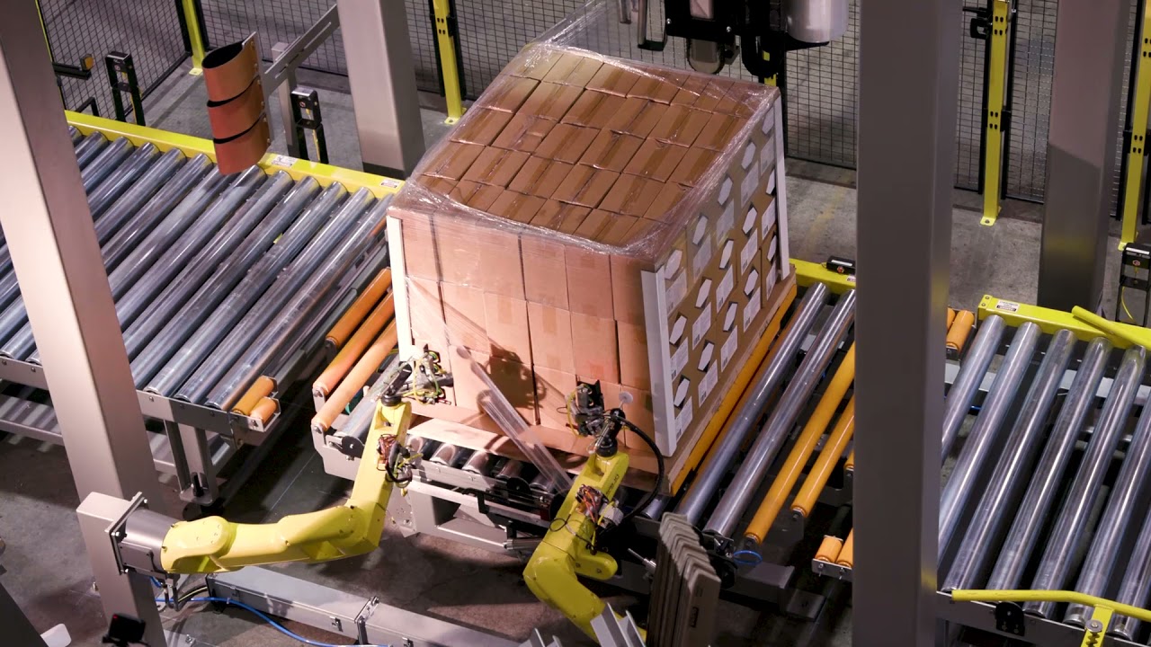 Kaufman KPal V Case Palletizing System with KForce Cornerboard Stretch