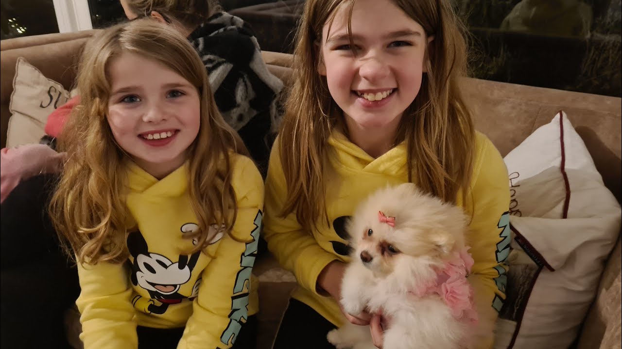 Pigerne FÅR SURPRISE 🤩SØDESTE LILLE HUNDEHVALP 🐕