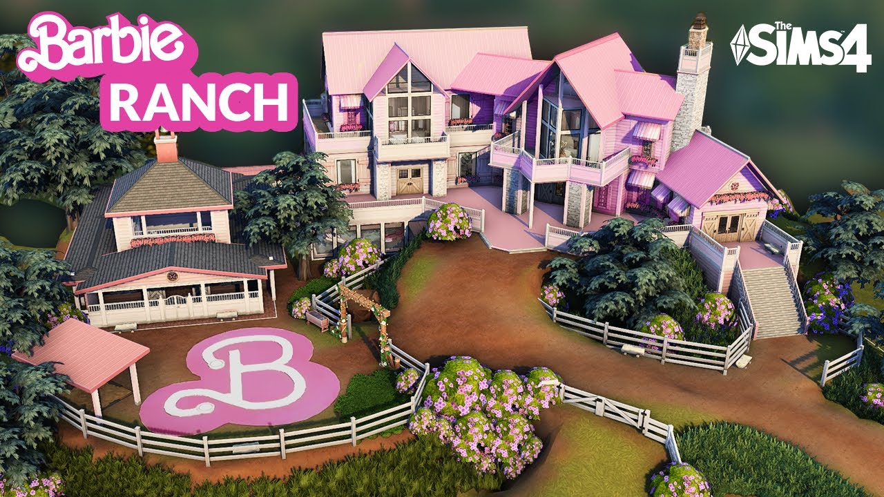 Sims 4 BARBIE HORSE RANCH 💕 [No CC] - Speed Build | Kate Emerald