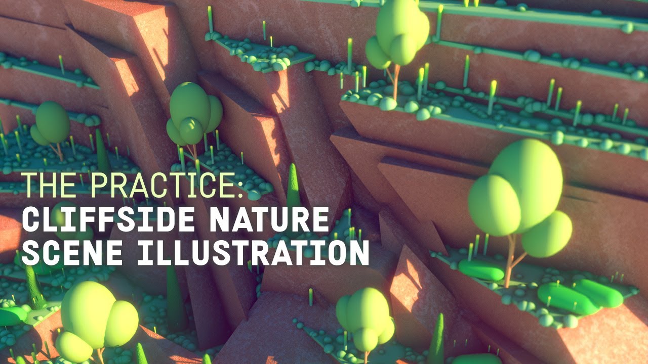 Cliffside Nature Scene 3d Illustration in Cinema 4d & Octane // The Practice 239