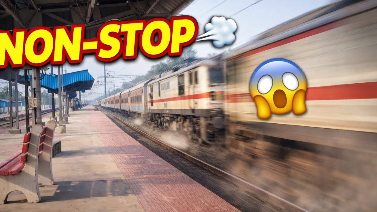 Non-Stop Express Train Passing Through Small Station | Full Speed Power 💨