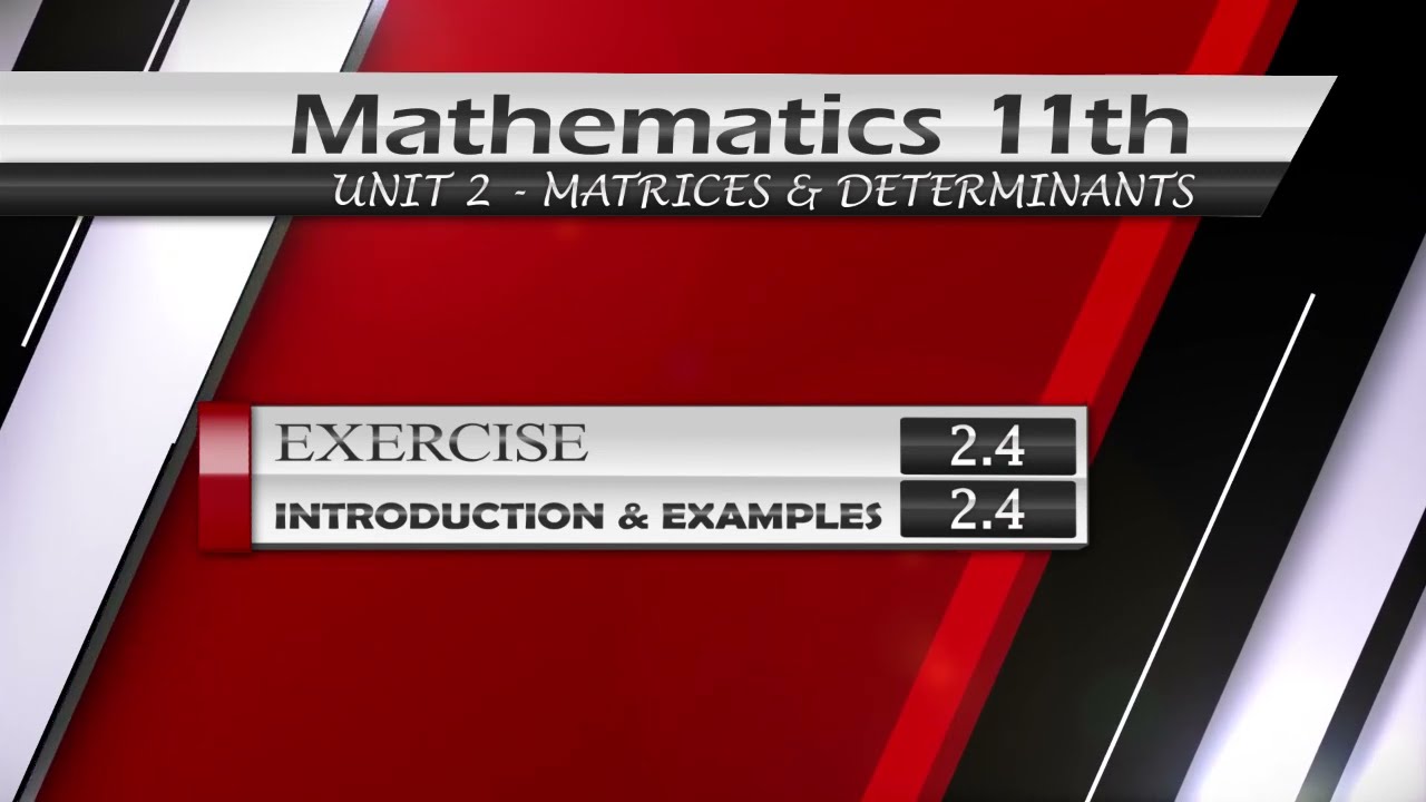 NEW Maths 11th Exercise 2.4 INTRODUCTION & EXAMPLES | MATRICES AND DETERMINANTS