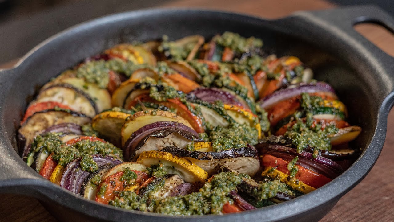 Ratatouille con salsa de pesto