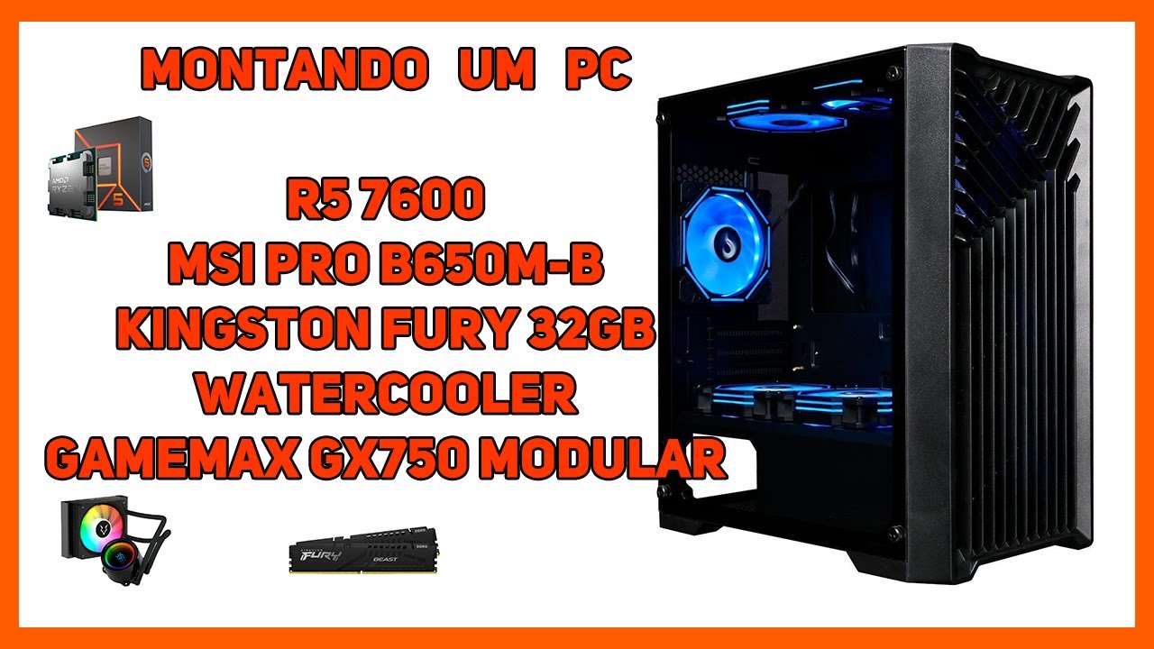 Montagem Gabinete Rise X1 R5 7600 MSi B650 PRO