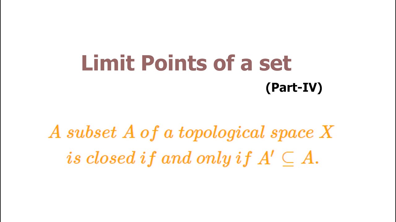 A subset is closed iff it contains all of its limit points | Suppose Math with Akhtar Abbas
