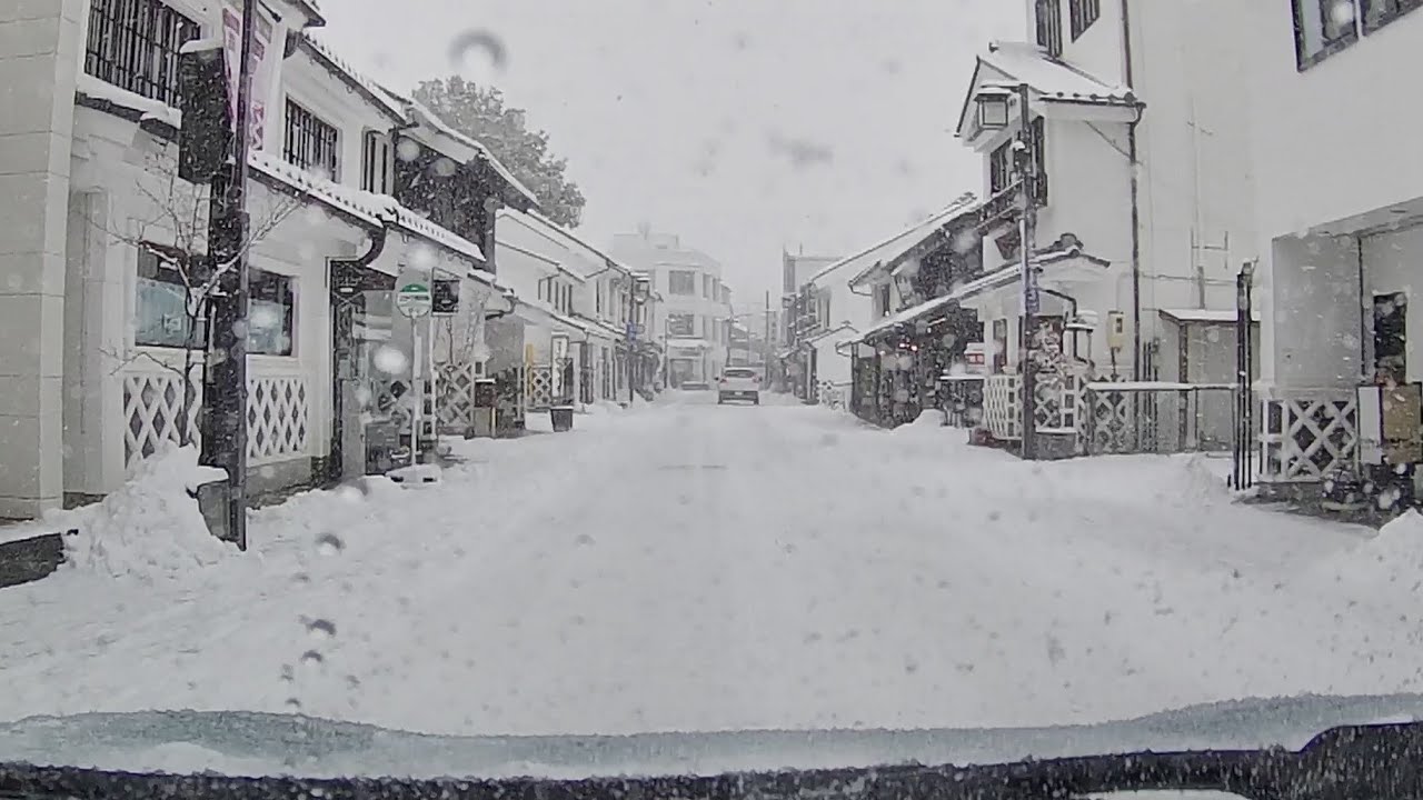 Driving in Matsumoto in the snow | 雪の松本市内【ドライブ動画】