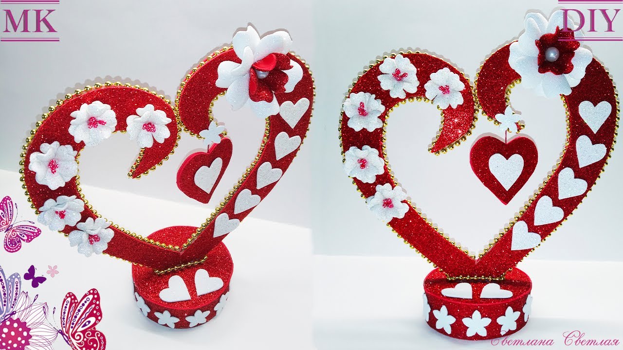 💖Валентинка из фоамирана. Сердечко на 14 февраля.💖Valentine. Heart for February 14.
