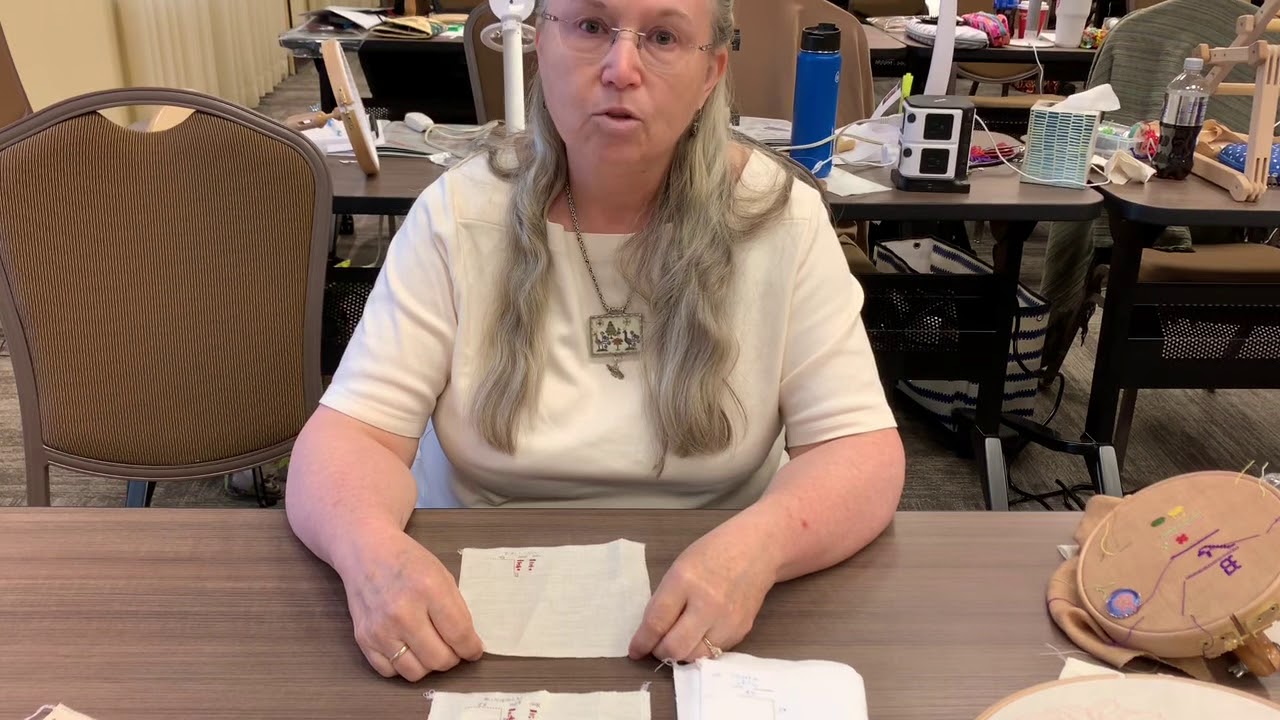 Flosstube #46 testing linen and threads with Cathy Ray