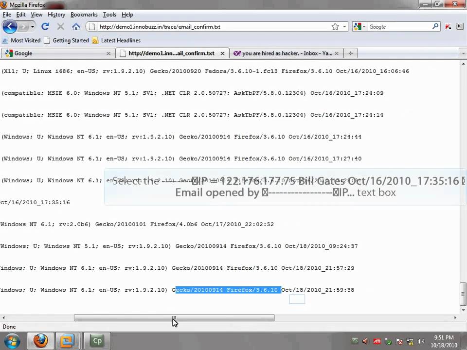 Tracing down an Email Account User: Ethical Hacking