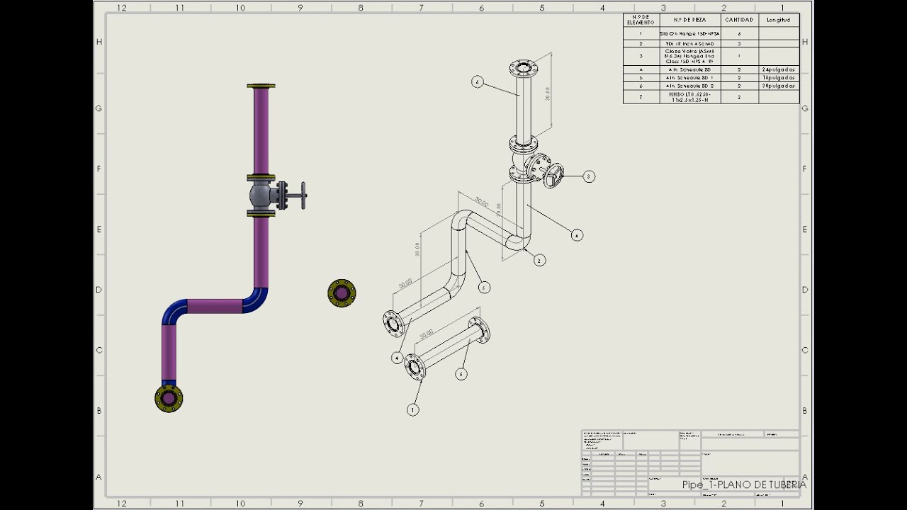 DIBUJO de tubería en SolidWorks 2019  ROUTING