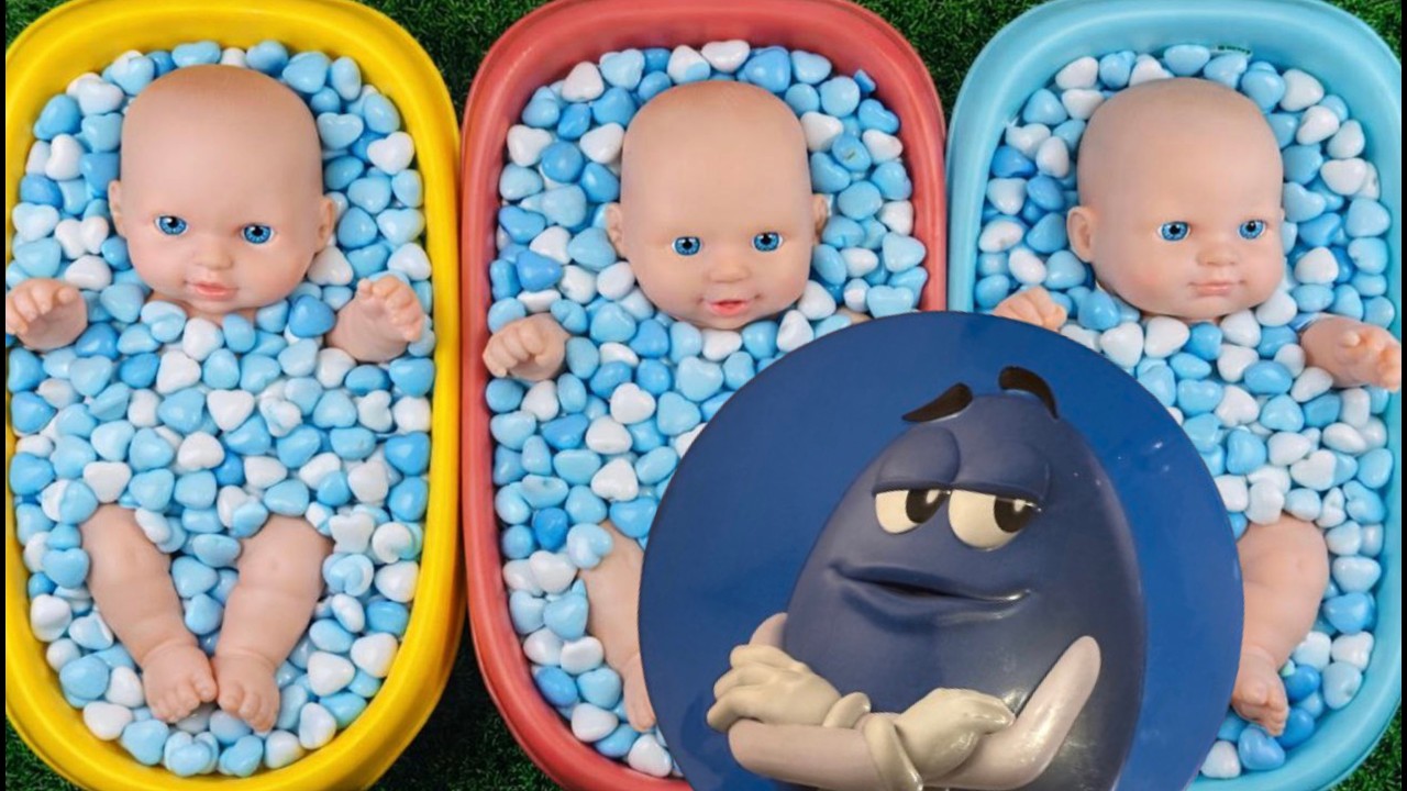 Full of 3 Colorful Candy Bathtubs with  Cute  Baby Dolls | Satisfying ASMR