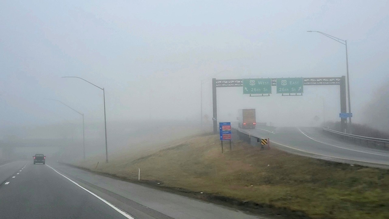 😨2026 г.Ири(Эри) в тумане. Хайвэй и город.🌟Erie city in the fog. Highway and the city.