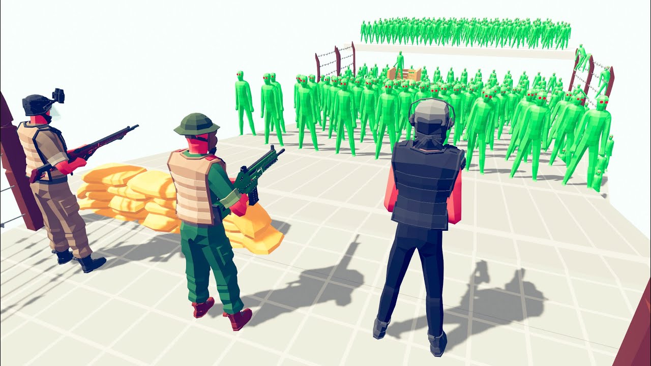 Zombie 100 Units vs Army Soldier - Totally Accurate Battle Simulator TABS