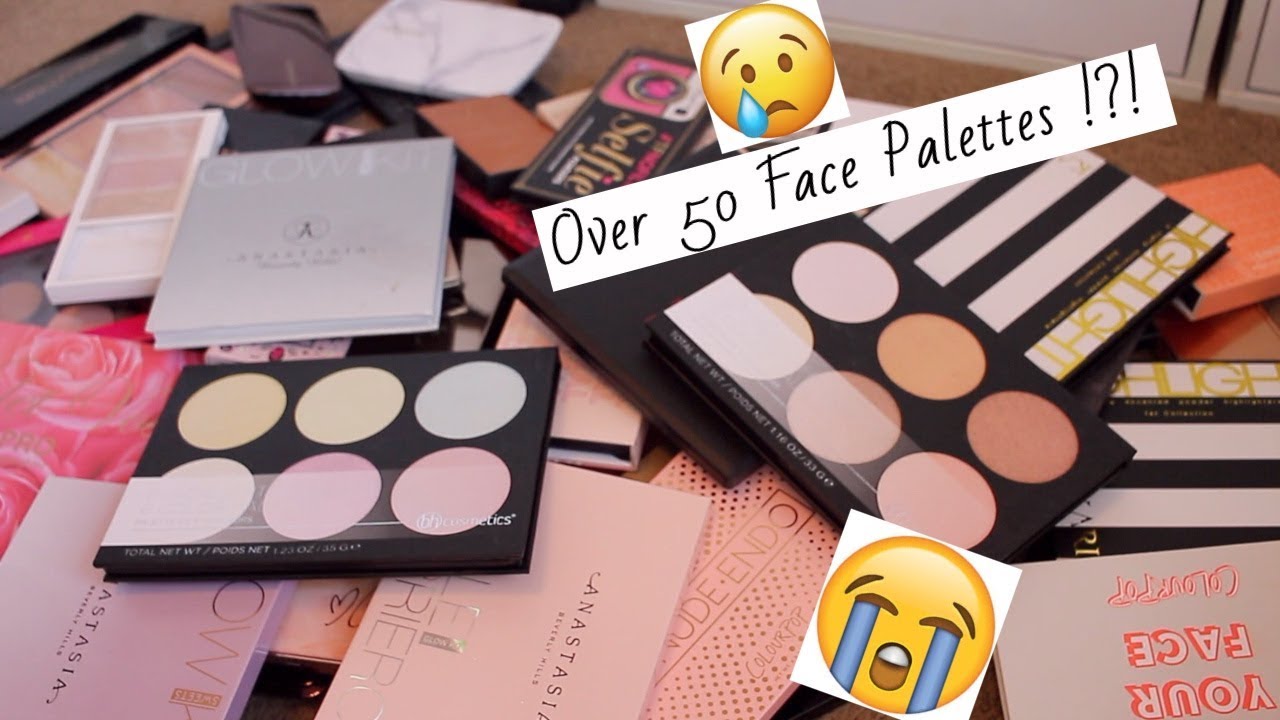 Face Palette Declutter 2019 | Makeup Collection | AmberElainexox