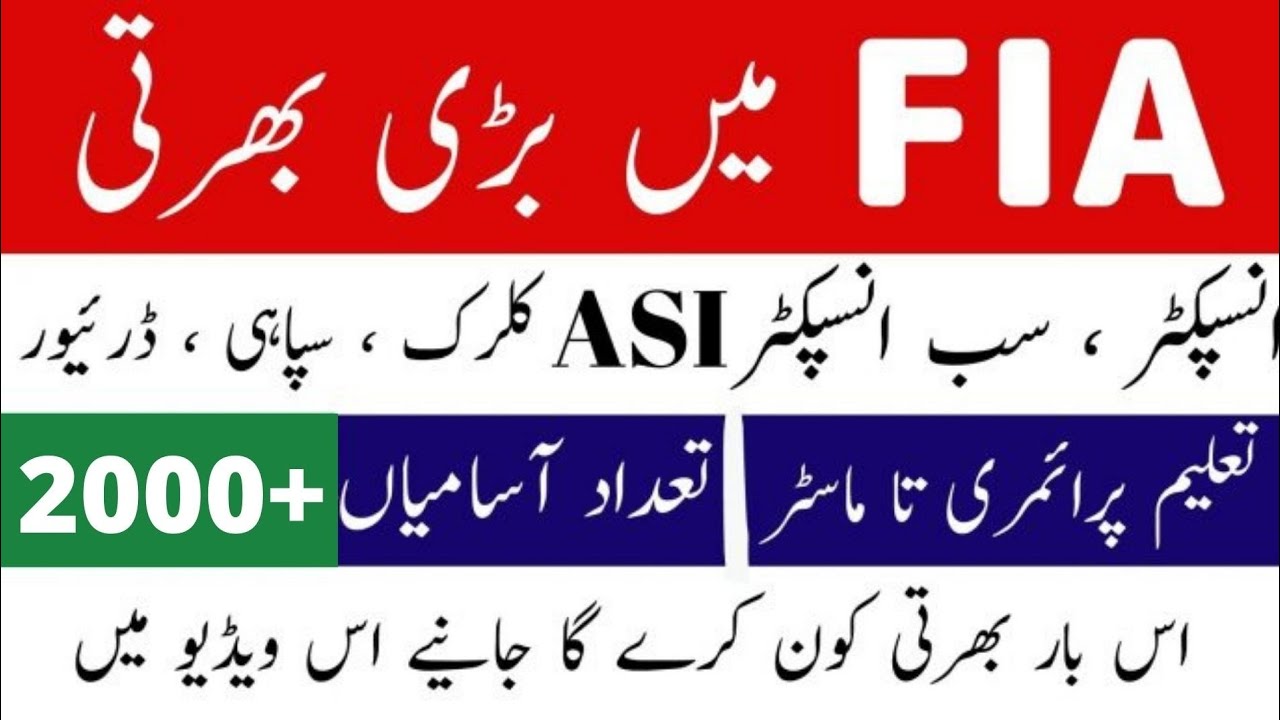 FIA Jobs 2021 for Inspectors through FPSC Advertisement No. 10