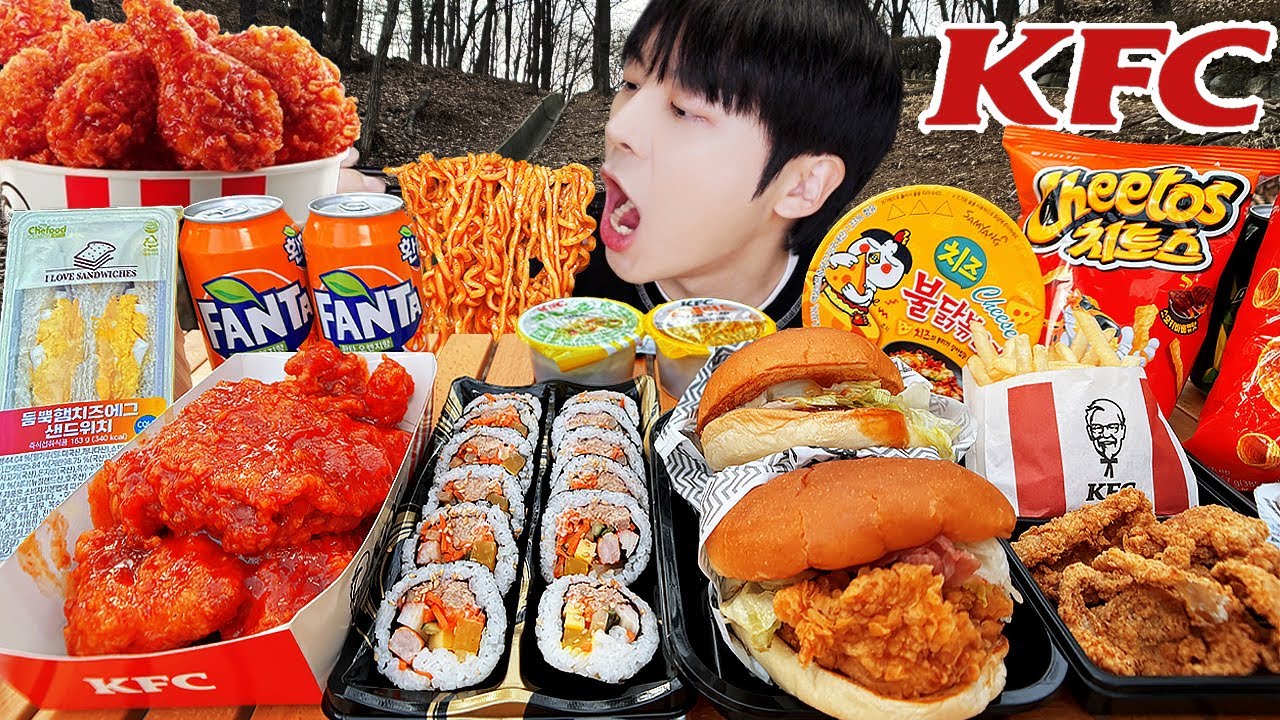 ASMR MUKBANG | Хрустящая жареная курица KFC, Чизбургер, сырная палочка рецепт ! принимать пищу