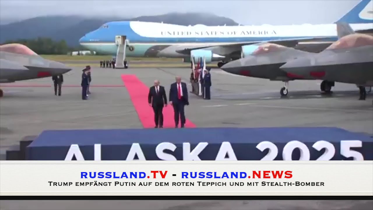Trump empf&auml;ngt Putin auf dem roten Teppich und mit Stealth Bomber