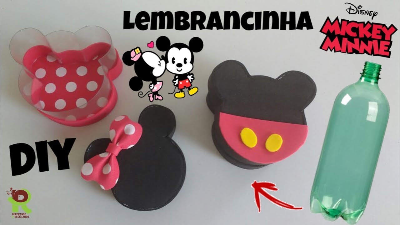 DIY Lembrancinha do Mickey e Minnie com garrafa pet | Feat Artesanato Maria Figueiredo