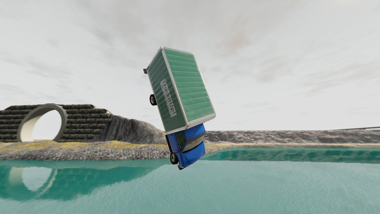 Машины против бассейна: всё больше машин прыгают в озеро | BeamNG Drive