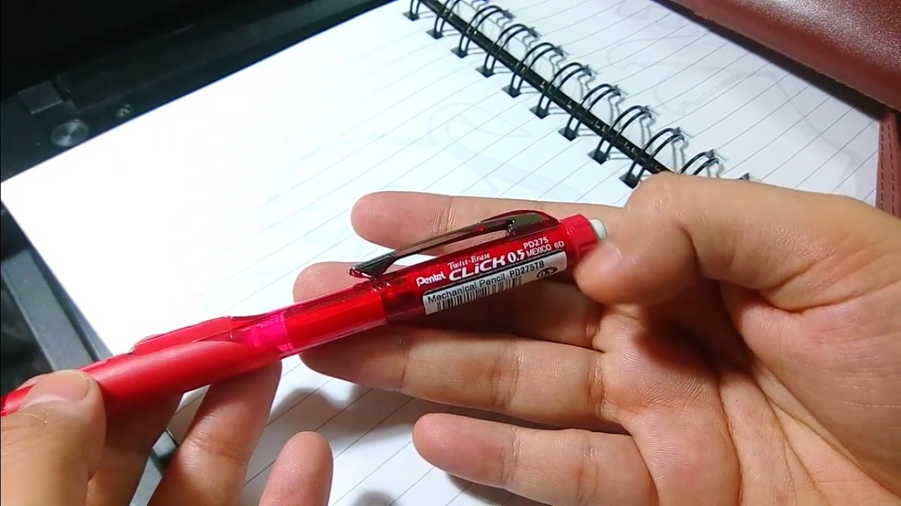 Pentel Twist Erase Click 0.5mm Mechanical Pencil Red Color