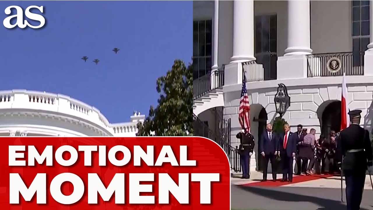 Trump i Prezydent RP byli świadkami wzruszającego przelotu ku czci poległego pilota myśliwca