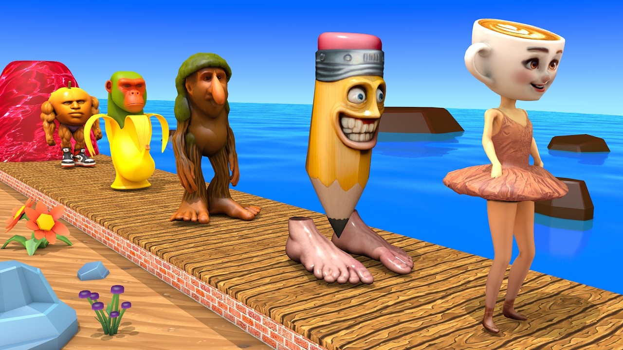 Long Slide Game With Cow Elephant Gorilla Hippopotamus Tiger 3d Animal Game Funny 3d Animals
