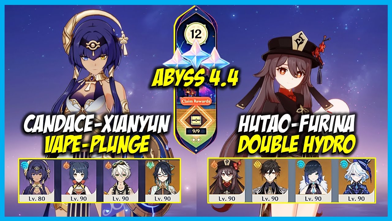 C6 Candace-Xianyun Vape Plunge & C0 HuTao-Furina Vape Spiral Abyss Floor 12 | Genshin Impact 4.4