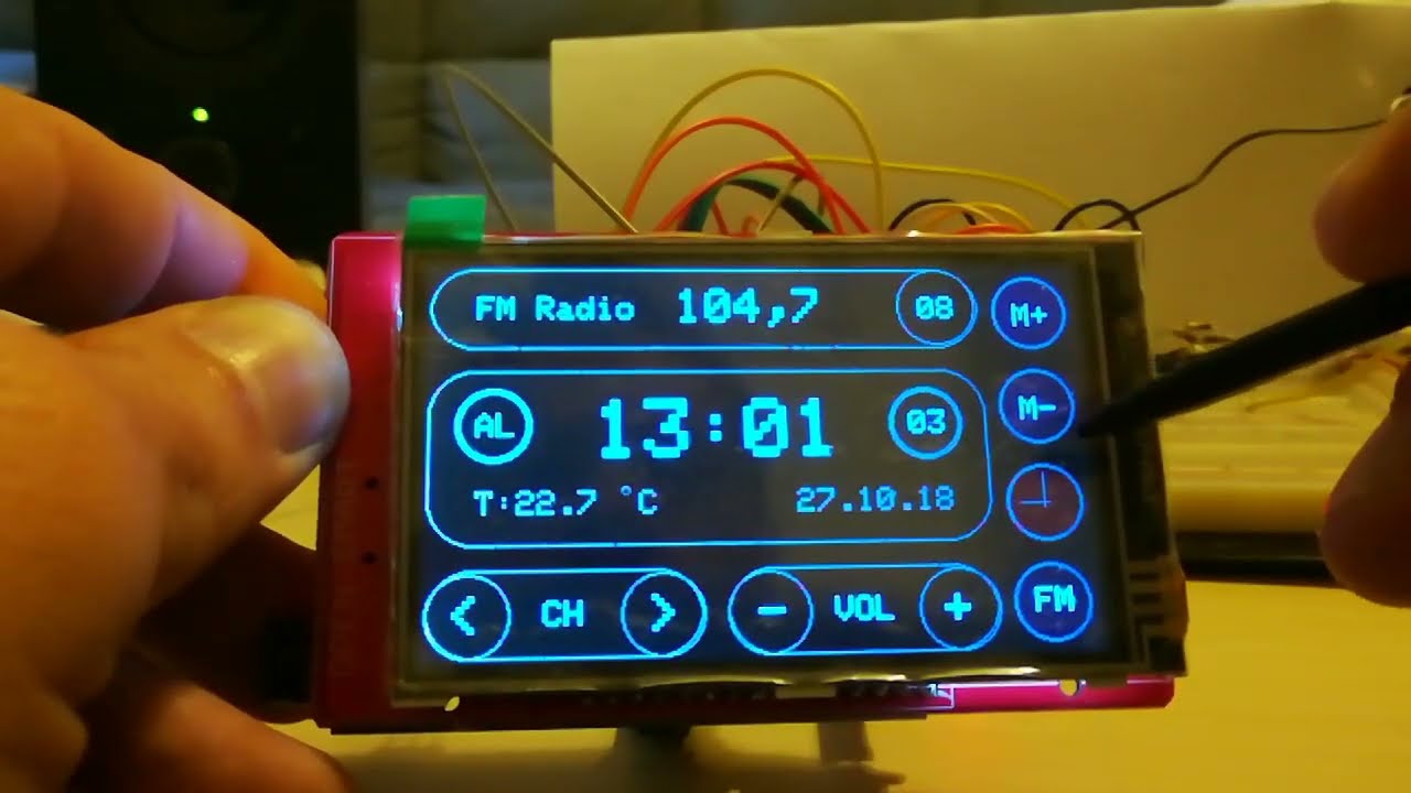 Arduino project bluetooth radio alarm clock with touch screen