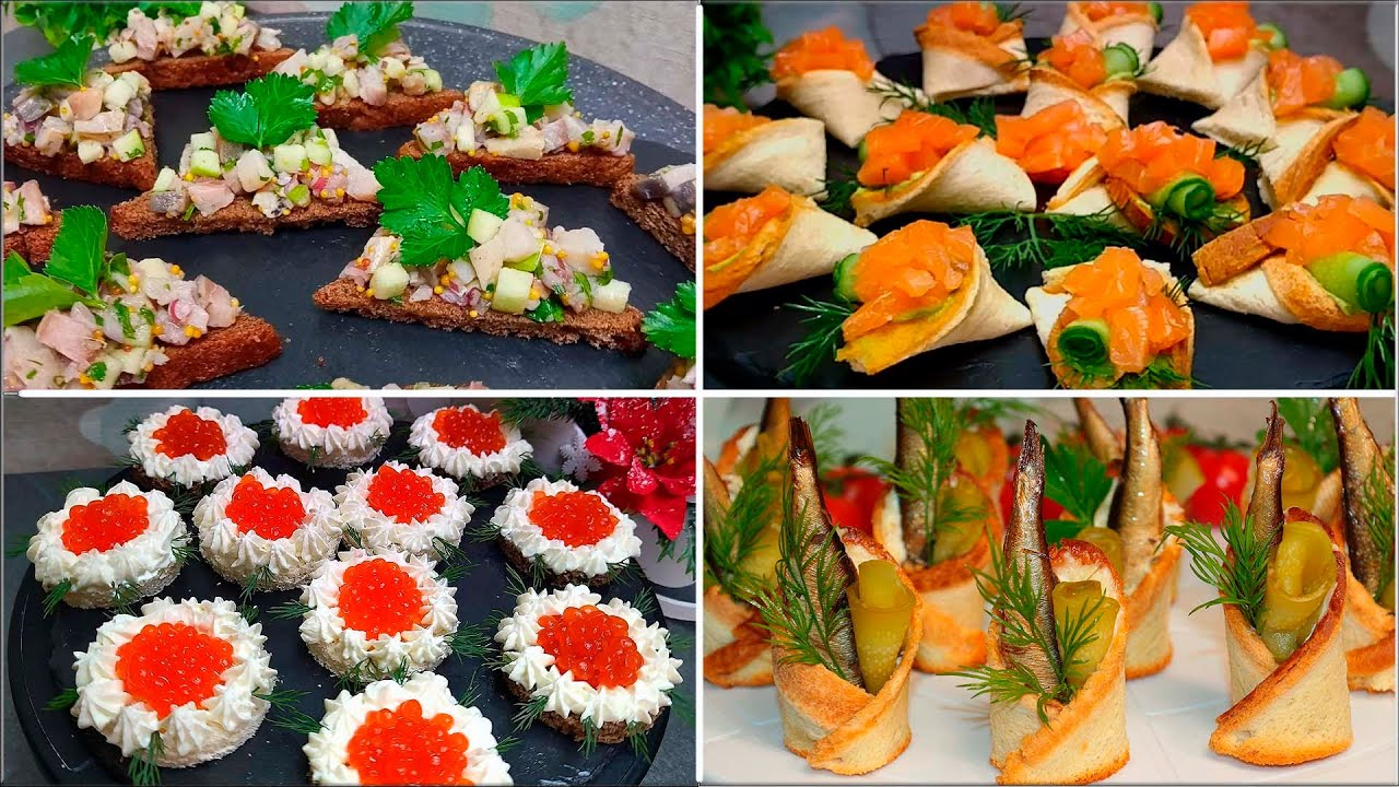 4 Оригинальные Закуски на любой вкус! Идеальные Бутерброды на Праздничный стол