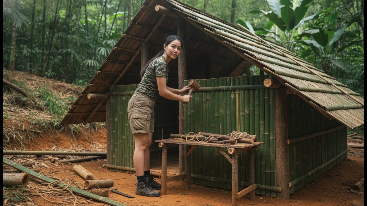 Living Alone in the Forest &ndash; Genius Girl Builds a Dome House and Pool by Hand