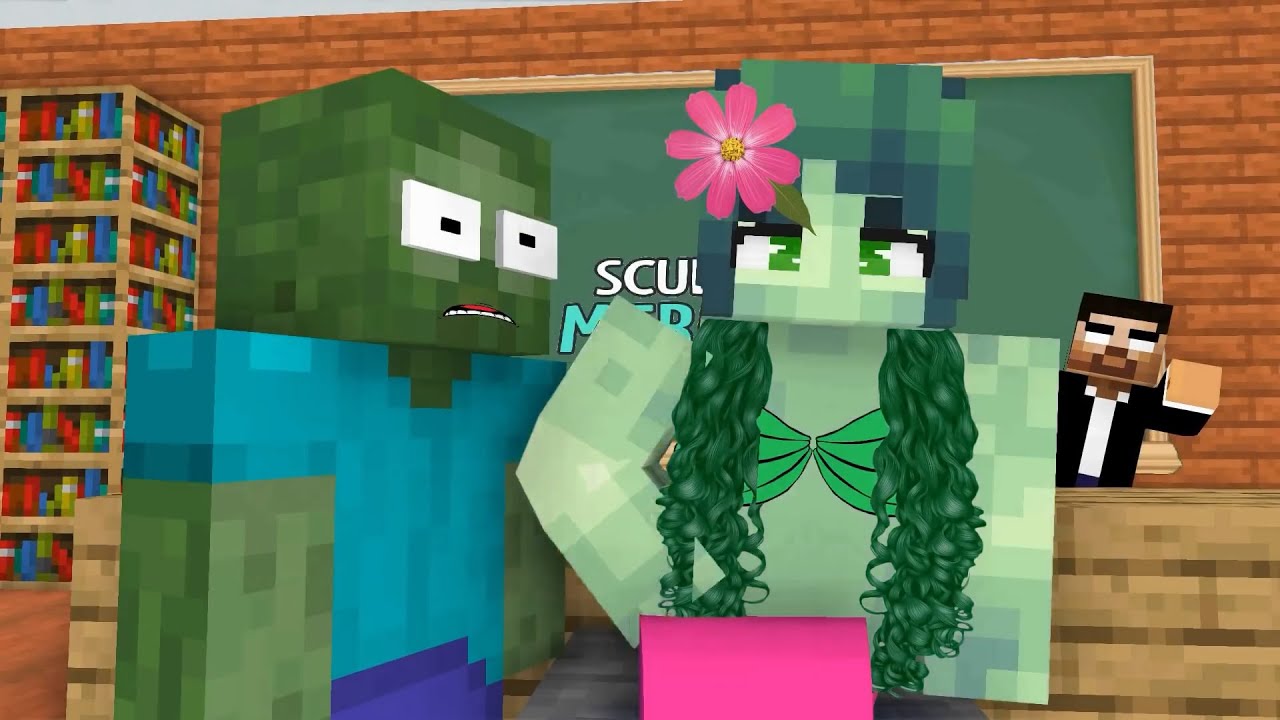Monster School: Minecraft Monster School Compilation #12 | Mermaid sculpture class