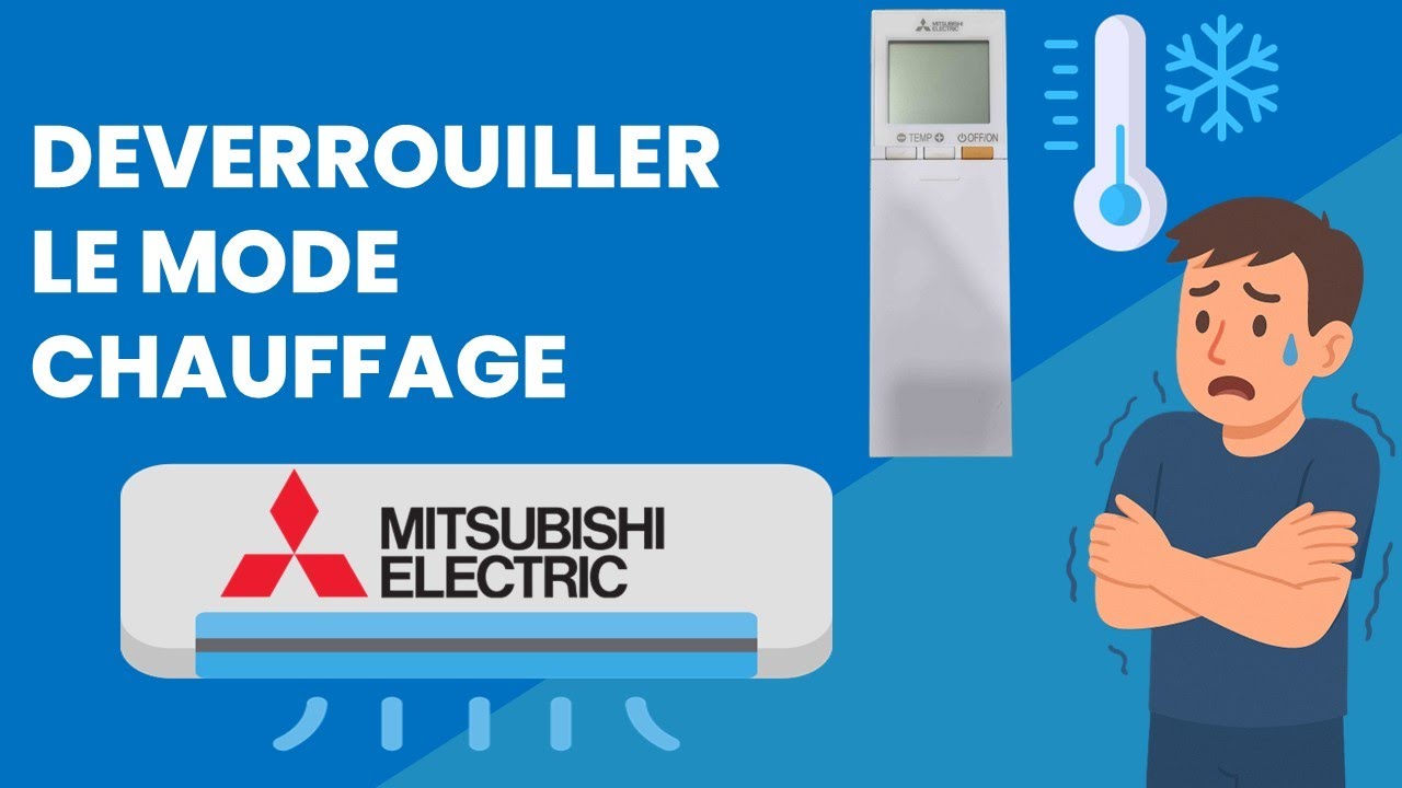 Comment déverrouiller le mode chauffage sur mon climatiseur réversible mural compact Mitsubishi ?