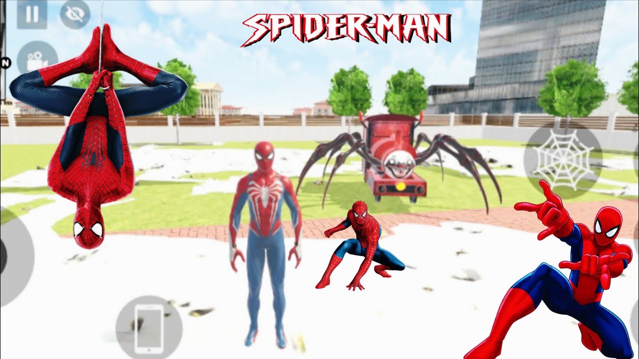 Red Spider-Man with red Spider car Spider-Man Spider car ko Lekar ghumne nikala tha