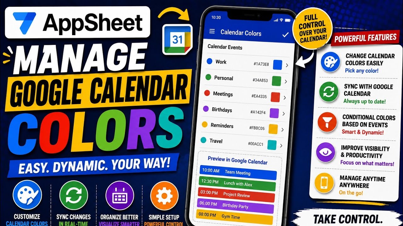 AppSheet Управление цветами Google Календаря