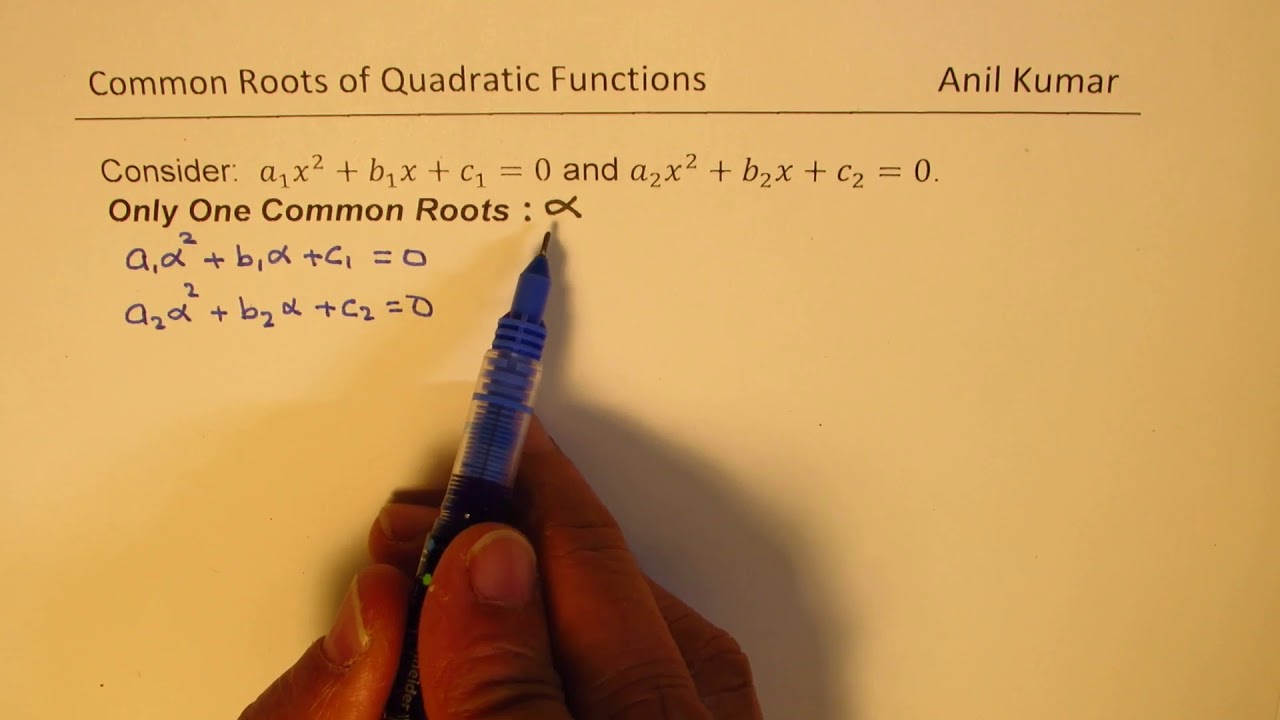 Find Condition when two quadratic equations have exactly one common root - EDEXCEL - GCSE - SAT