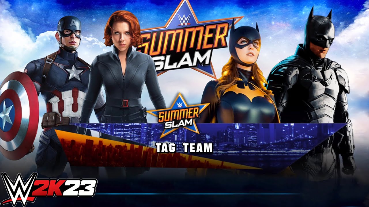 WWE 2K23 - Captain America & Black Widow Vs Batman & Batgirl | Tag Team Match PS5 [4K]
