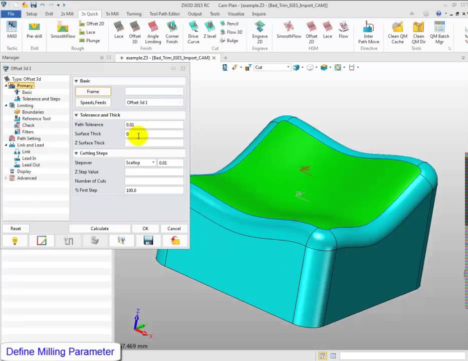 ZW3D CAM 3X - Finishing Offset 3D