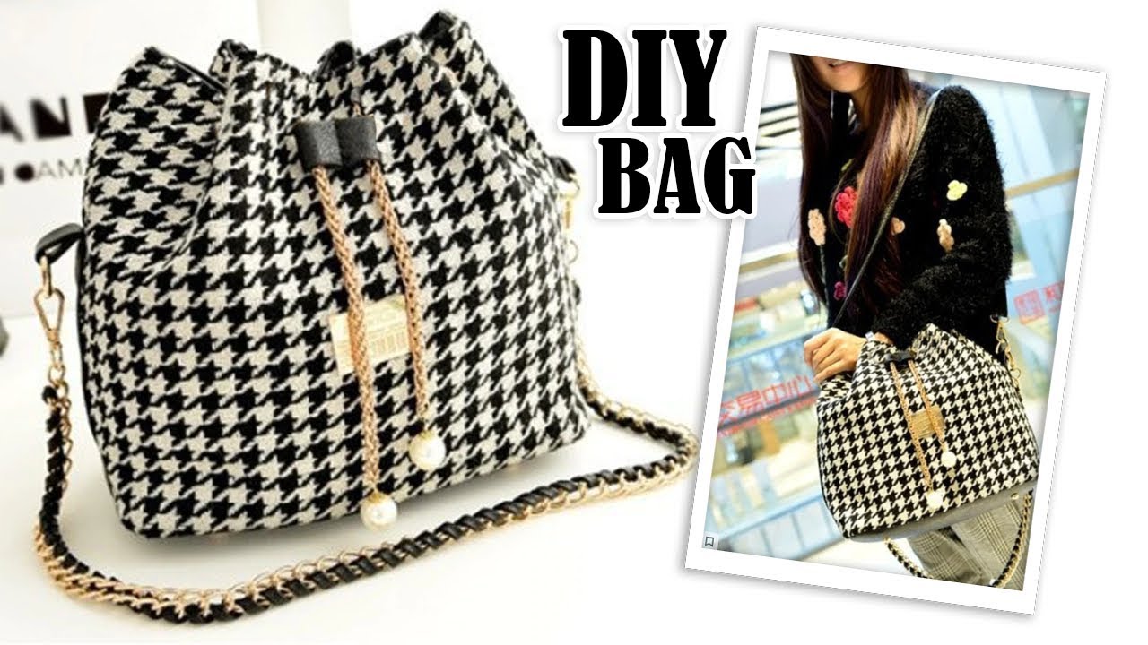 DIY SWEET SHOULDER BAG DESIGN // Chains Fashion Bucket Bag Tutorial