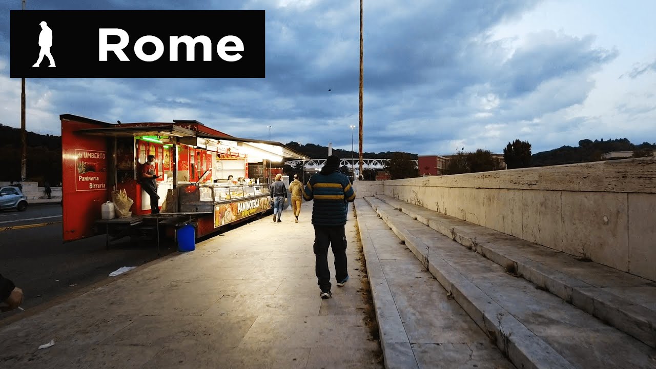Rome walk in Evening from Via Flaminia to Ponte Duca D’Aosta | Outside Walker
