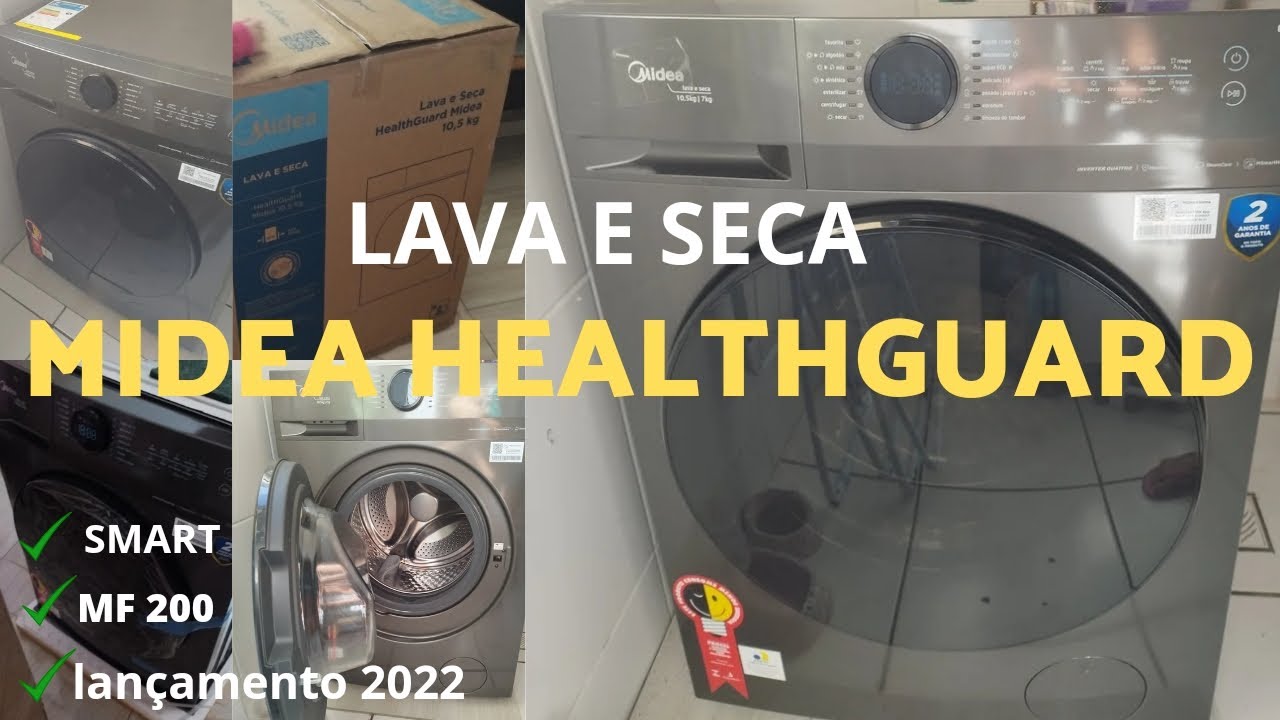 LAVA E SECA MIDEA HEALTHGUARD SMART/Titanium MF 200 10,50/7kg INVERTER 4/DICAS DE USO,RESENHA...