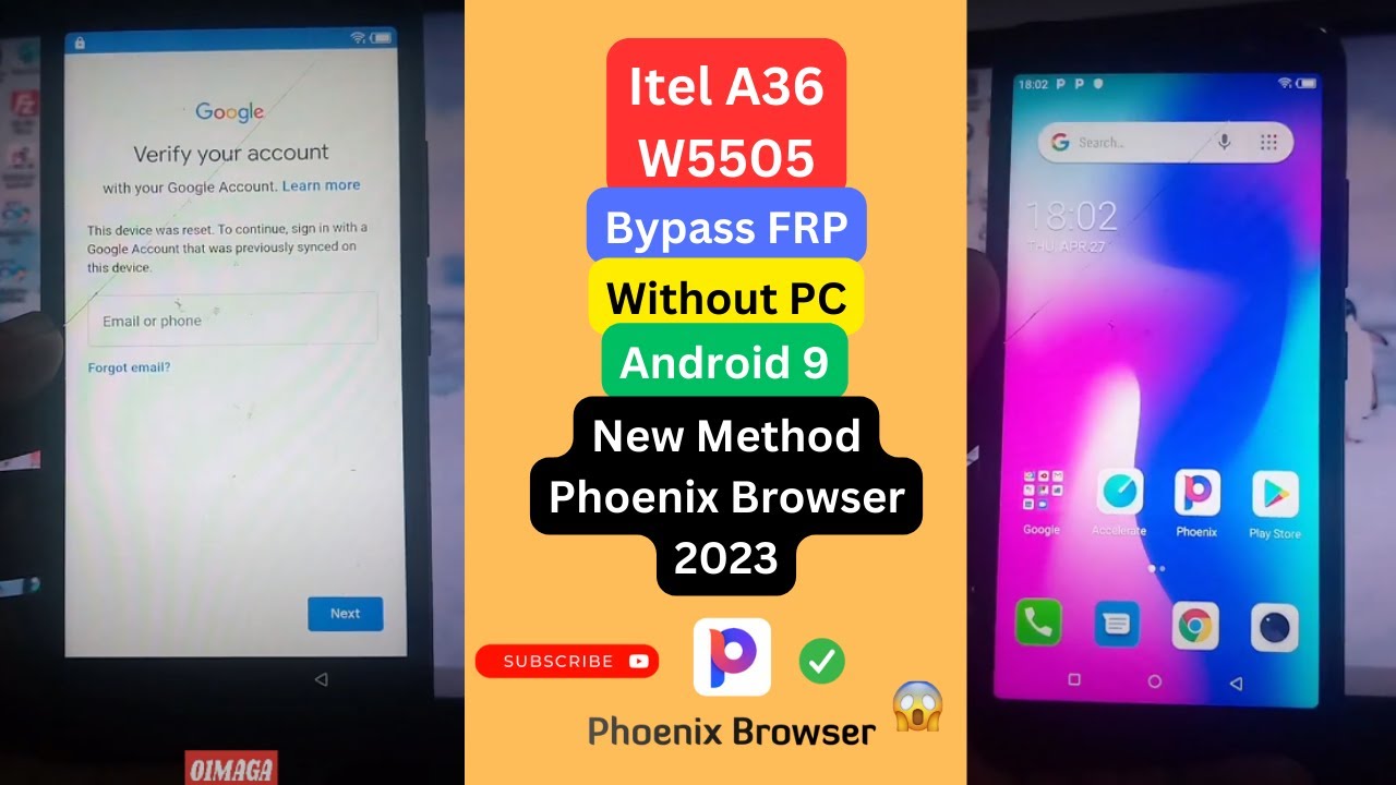 Itel A36 Frp Bypass  Itel W5505 Google Account Remove bypass New Method Phoenix Browser