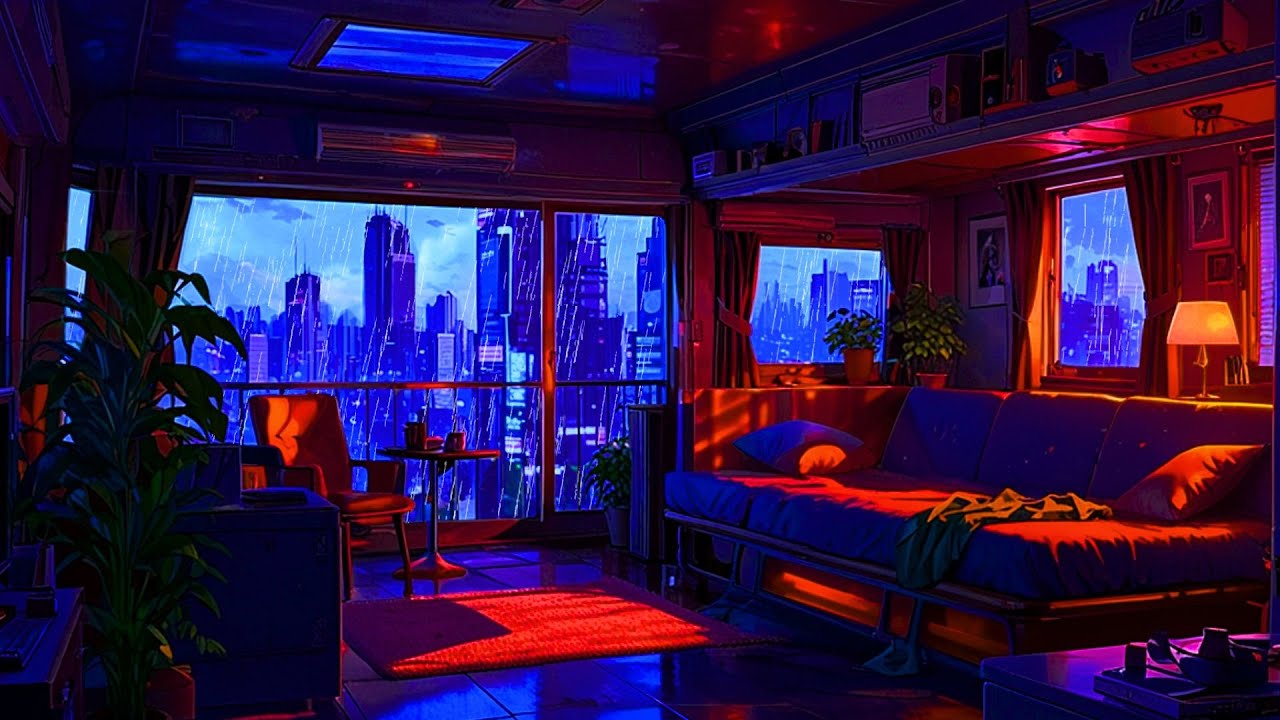 Rainy Night in a Cozy Apartment 🌧 LoFi for Deep Sleep & Stress Relief