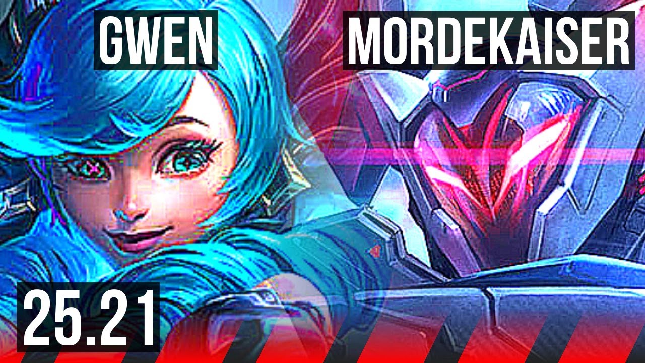 GWEN vs MORDEKAISER (TOP) | 9 solo kills, 13/1/2, Legendary | KR Master | 25.21