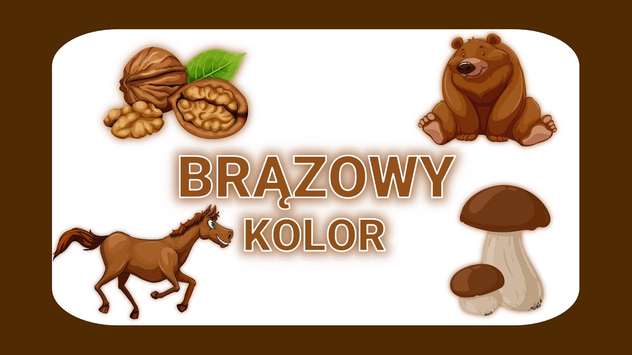 Nauka mowy dla dzieci w domu. Kolor brązowy. Pierwsze słowa dla dzieci.