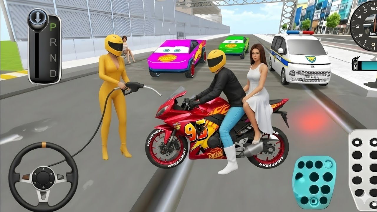 Custom McQueen Bike Vs Gang of Rivals & Bullet Train 3D Driving Class android game || Game #cargame